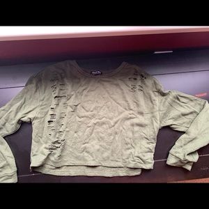 Cropped distressed sweatshirt